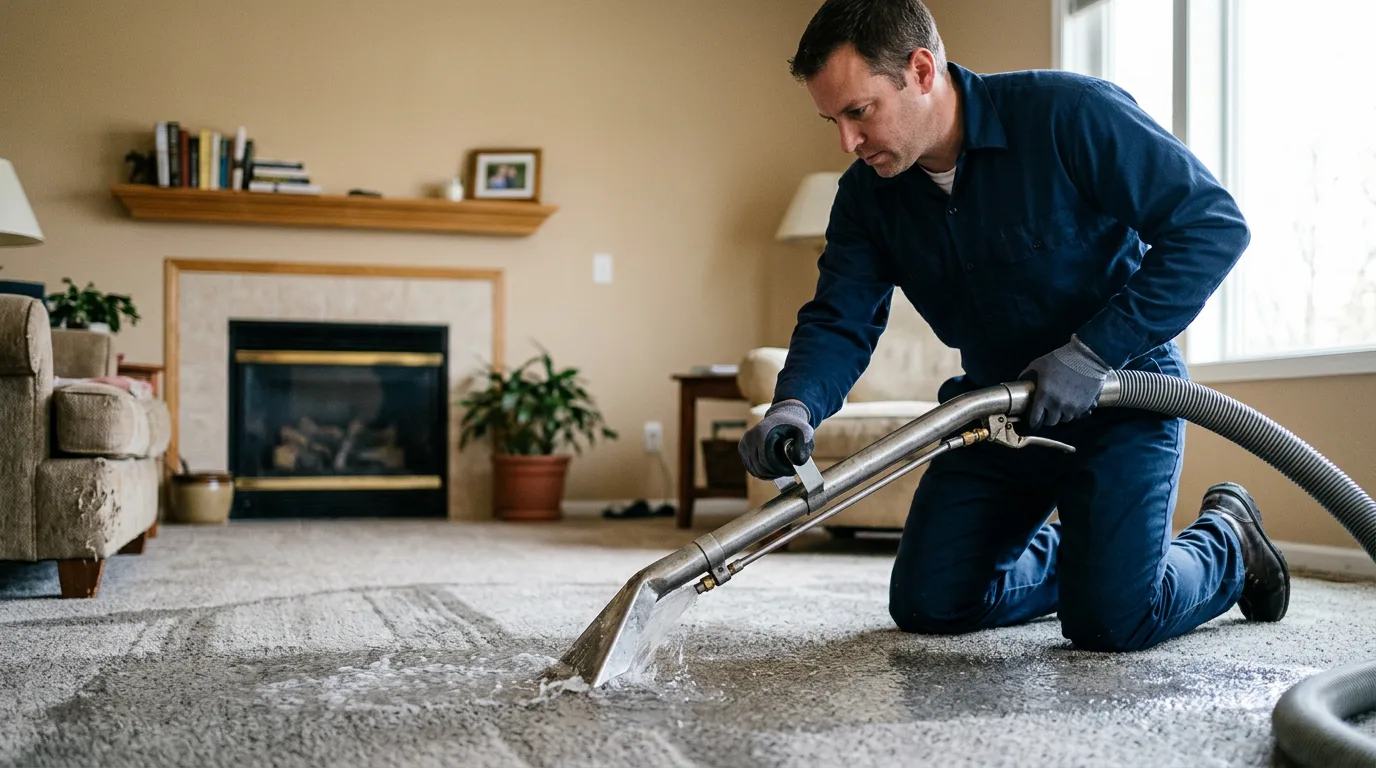 Water damage restoration technician working near Buxton, ND